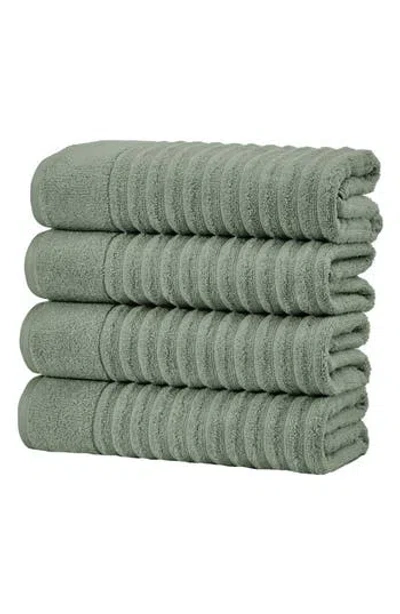 Woven & Weft Combed Cotton 4-pack Bath Towels In Green