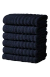 Woven & Weft Combed Cotton 6-pack Hand Towels In Blue