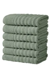 Woven & Weft Combed Cotton 6-pack Hand Towels In Green