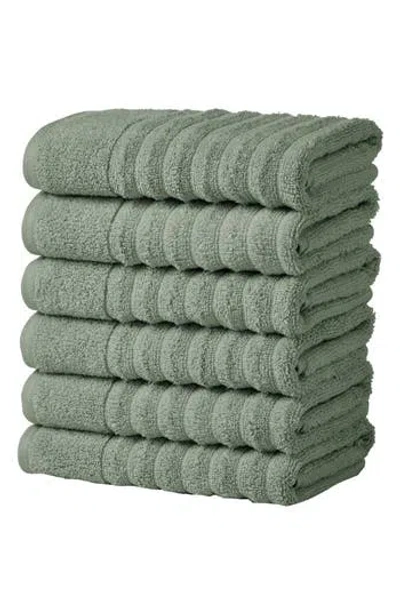 Woven & Weft Combed Cotton 6-pack Hand Towels In Green