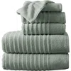 Woven & Weft Combed Cotton 6-piece Towel Set In Green