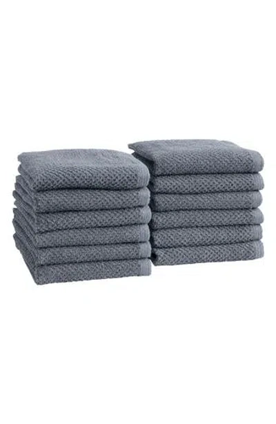 Woven & Weft Cotton 12-pack Textured Washcloths In Blue