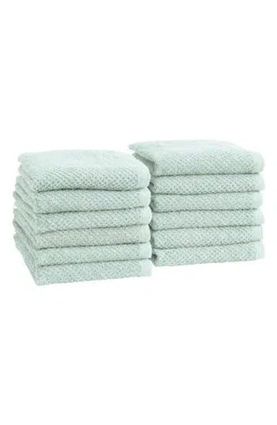 Woven & Weft Cotton 12-pack Textured Washcloths In Pastel Blue