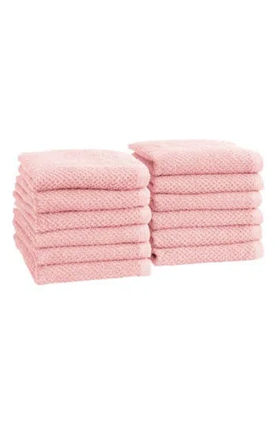 Woven & Weft Cotton 12-pack Textured Washcloths In Pink