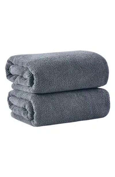 Woven & Weft Cotton 2-pack Oversized Bath Sheet Set In Blue