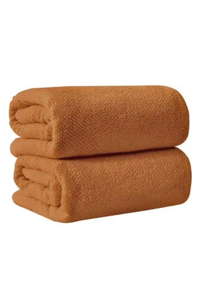 Woven & Weft Cotton 2-pack Oversized Bath Sheet Set In Brown