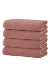 Woven & Weft Cotton 4-pack Textured Bath Towel Set In Dusty Rose