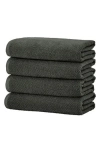 Woven & Weft Cotton 4-pack Textured Bath Towel Set In Midnight