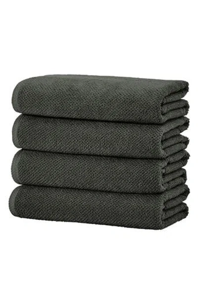 Woven & Weft Cotton 4-pack Textured Bath Towel Set In Midnight