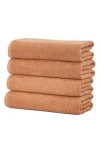 Woven & Weft Cotton 4-pack Textured Bath Towel Set In Mocha