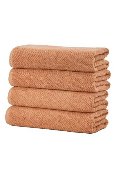 Woven & Weft Cotton 4-pack Textured Bath Towel Set In Mocha