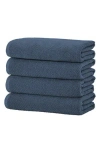 Woven & Weft Cotton 4-pack Textured Bath Towel Set In Stone Blue