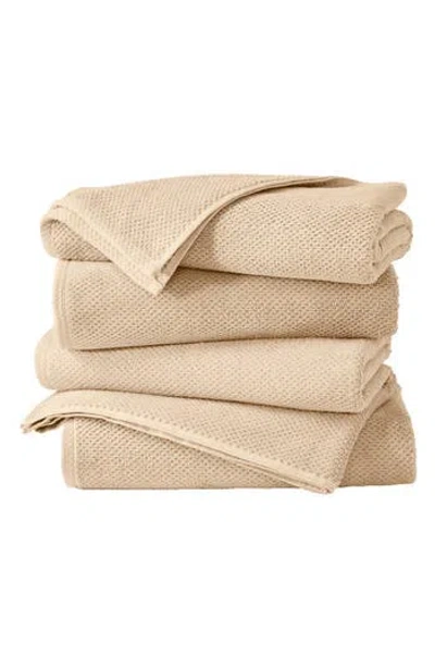 Woven & Weft Cotton 4-pack Textured Bath Towels In Brown
