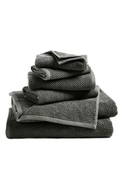 Woven & Weft Cotton 6-piece Textured Towel Set In Blue