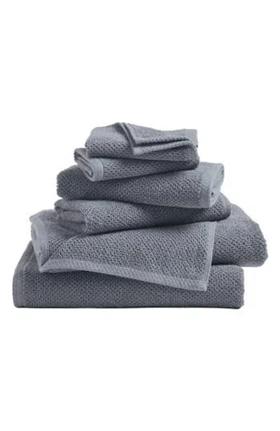 Woven & Weft Cotton 6-piece Textured Towel Set In Blue