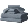 Woven & Weft Cotton 6-piece Textured Towel Set In Chambray Blue