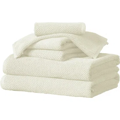 Woven & Weft Cotton 6-piece Textured Towel Set In Ivory