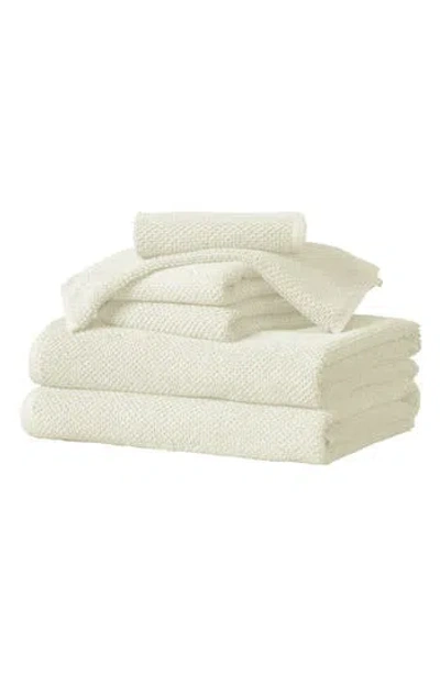 Woven & Weft Cotton 6-piece Textured Towel Set In White