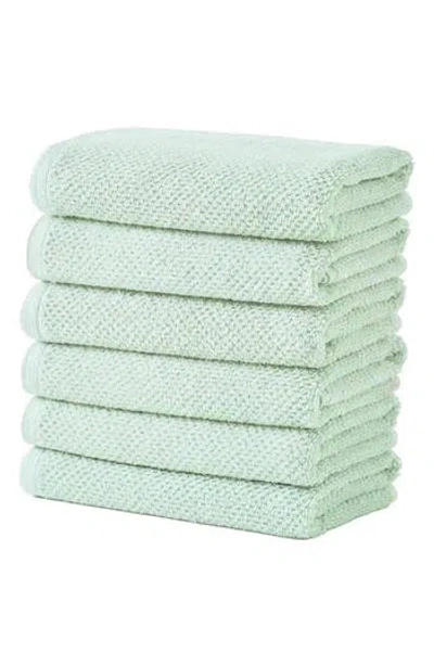 Woven & Weft Cotton 6-pack Textured Hand Towels In Pastel Blue