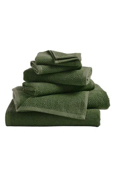 Woven & Weft Cotton 6-piece Textured Towel Set In Green