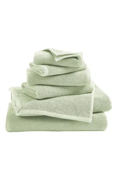 Woven & Weft Cotton 6-piece Textured Towel Set In Pale Green