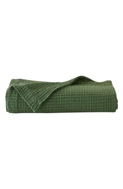 Woven & Weft Cotton Blend Waffle Weave Blanket In Forest Green