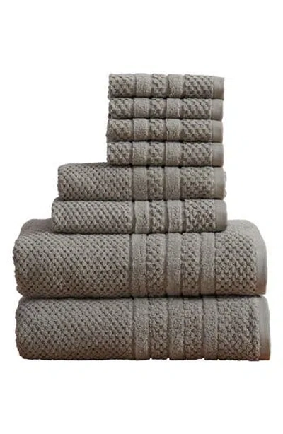 Woven & Weft Cotton Checkered Texture 8-piece Bath Towel Set In Gray