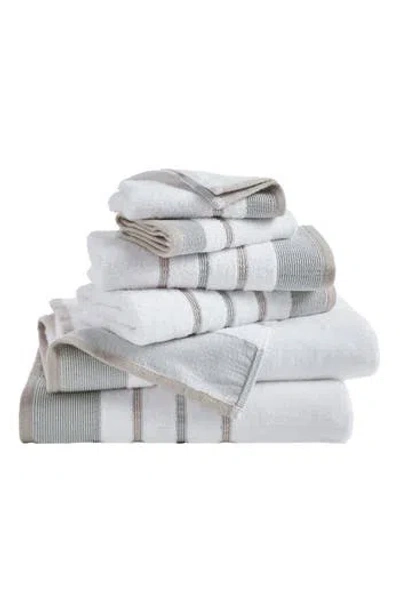 Woven & Weft Cotton Textured Stripe 6-piece Towel Set In White