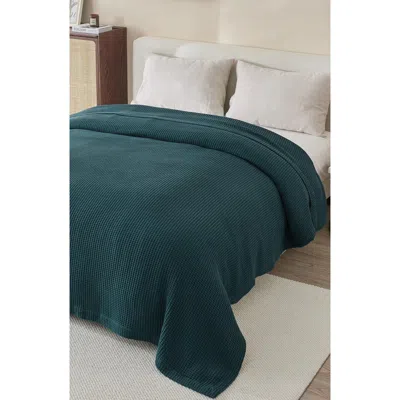 Woven & Weft Cotton Waffle Weave Blanket In Peacock