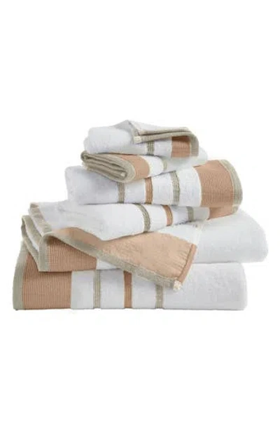 Woven & Weft Cotton Textured Stripe 6-piece Towel Set In Clay/taupe