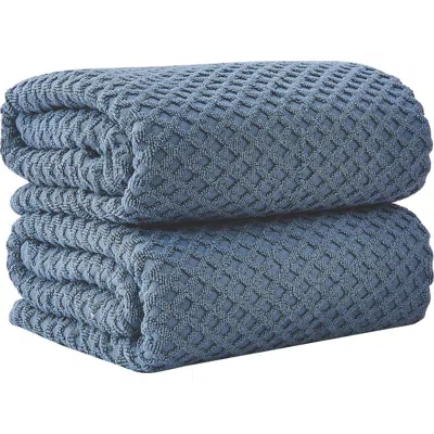 Woven & Weft Diamond 2-pack Bath Towel Set In Blue