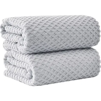 Woven & Weft Diamond 2-pack Bath Towel Set In Gray