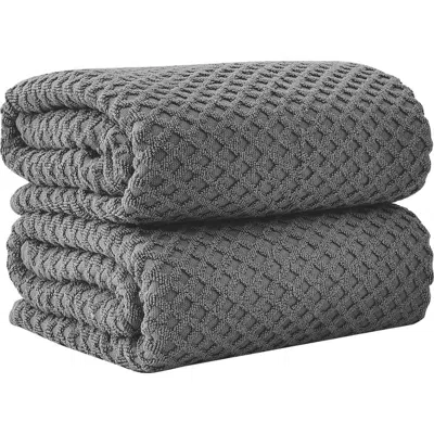Woven & Weft Diamond 2-pack Bath Towel Set In Gray