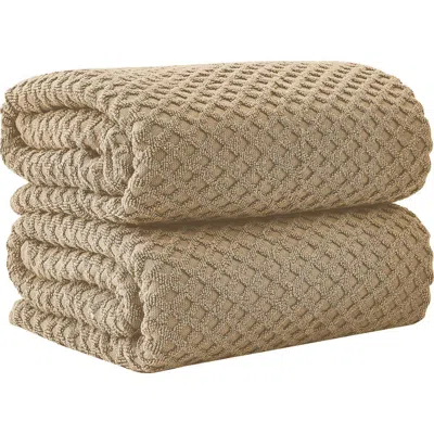 Woven & Weft Diamond 2-pack Bath Towel Set In Sand