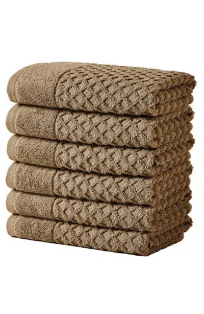 Woven & Weft Diamond 6-pack Washcloths In Brown