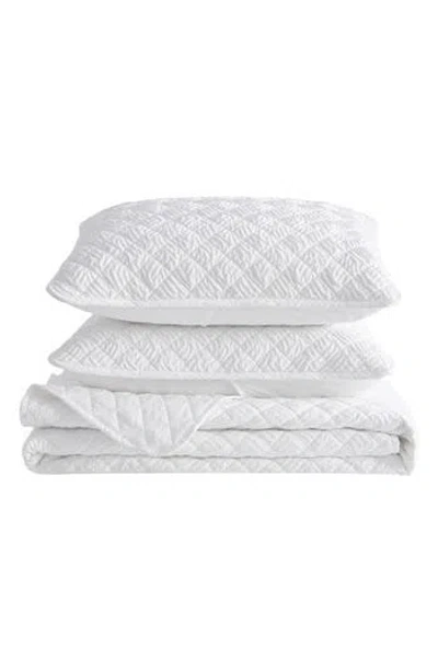 Woven & Weft Diamond Embossed Quilt Set In White