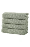 Woven & Weft Diamond Texture 4-piece Bath Towel Set In Desert Sage Green
