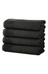 Woven & Weft Diamond Texture 4-piece Bath Towel Set In Midnight