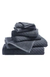 Woven & Weft Diamond Texture 4-piece Bath Towel Set In Stone Blue