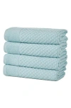 Woven & Weft Diamond Textured 4-pack Bath Towel Set In Pastel Blue