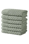 Woven & Weft Diamond Texture Towel 6-piece Set In Desert Sage Green