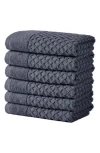 Woven & Weft 6-pack Diamond Textured Hand Towels In Stone Blue