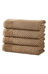 Woven & Weft Diamond Textured 4-pack Bath Towel Set In Brown