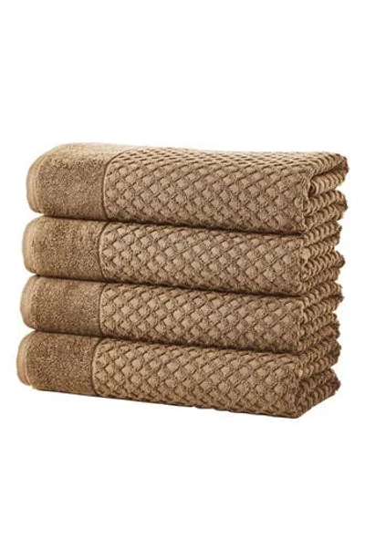 Woven & Weft Diamond Textured 4-pack Bath Towel Set In Brown