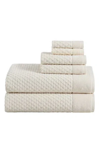 Woven & Weft Diamond Waffle Texture 6-piece Towel Set In Ivory
