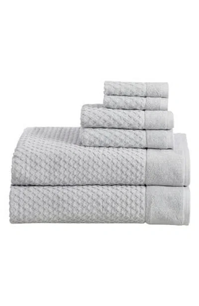 Woven & Weft Diamond Waffle Texture 6-piece Towel Set In Light Gray