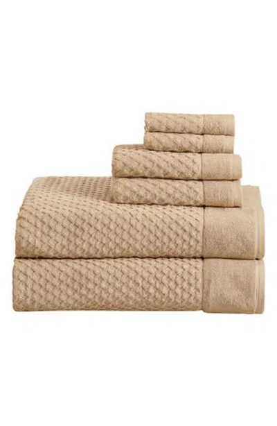 Woven & Weft Diamond Waffle Texture 6-piece Towel Set In Oatmeal