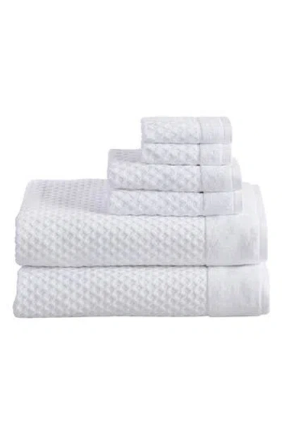 Woven & Weft Diamond Waffle Texture 6-piece Towel Set In Optic White