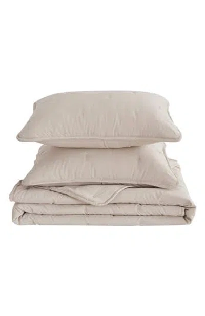 Woven & Weft Dot Stitched Quilt Set In Brown