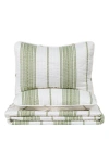 Woven & Weft Farmhouse Stripe Quilt & Sham Set In White / Green